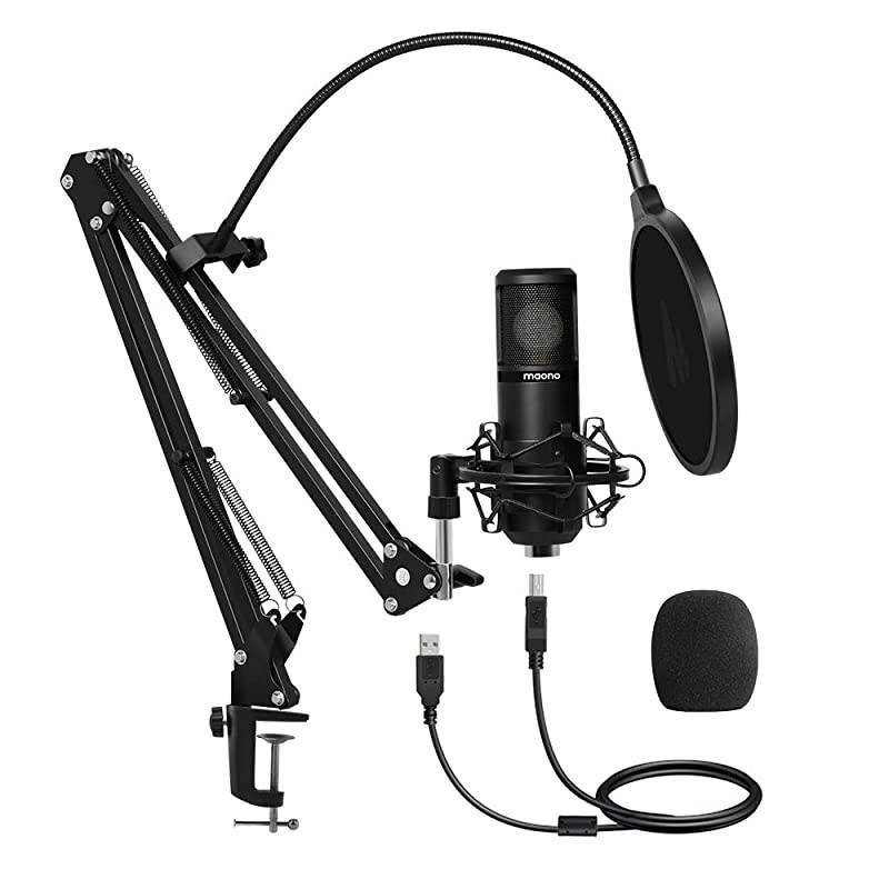 USB Microphone 25mm Large Diaphragm  AUPM430 Condenser PC Cardioid Mic with Professional Sound Chipset for StudioHome Recording Podcast Gaming Streaming YouTube Chatting