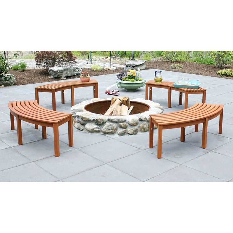 58.8" Classic Outdoor Eucalyptus Curved Backless Bench Natural Oil Finish - ACHLA Designs