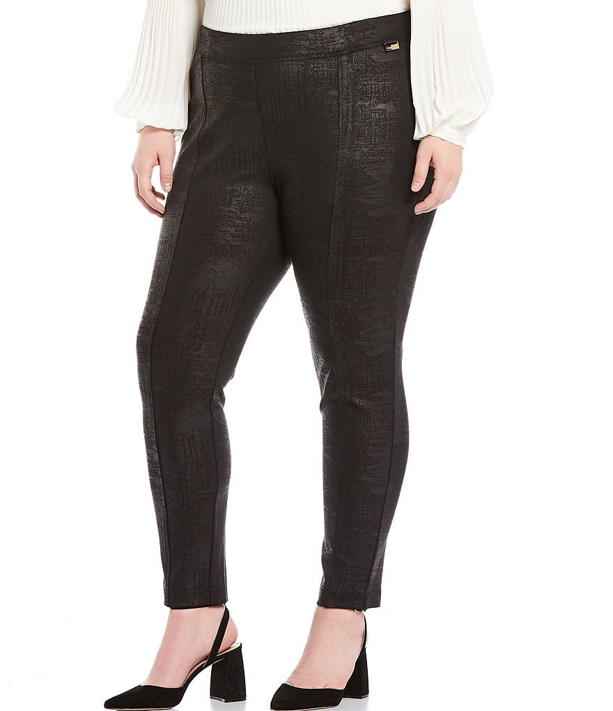 Kasper Plus Size Stretch Crepe Stand Combo Collar One Button Jacket