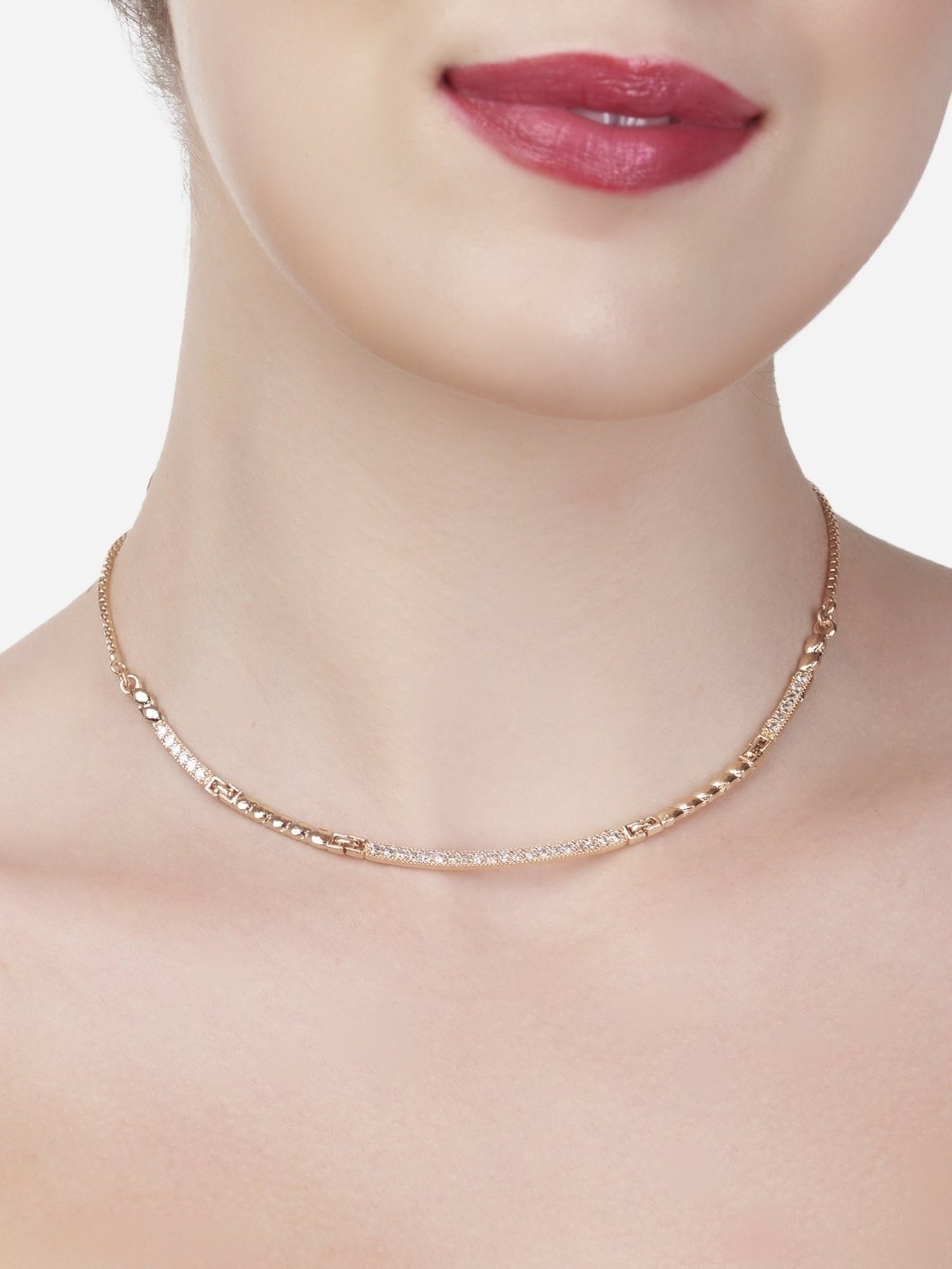 ToniQ Gold-Plated White Baroque Choker Necklace for Women