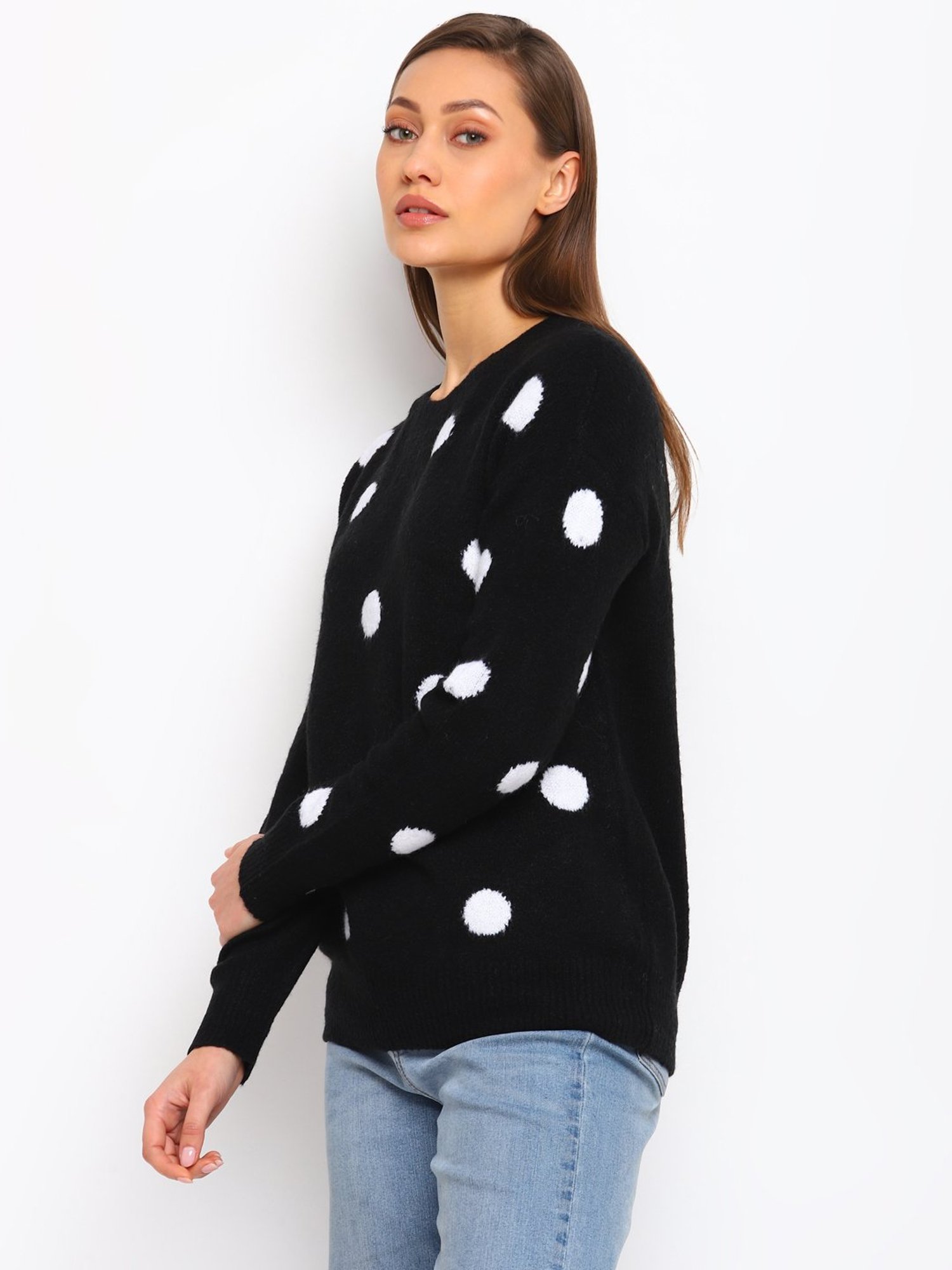 Cover Story Black Polka Dot Pullover