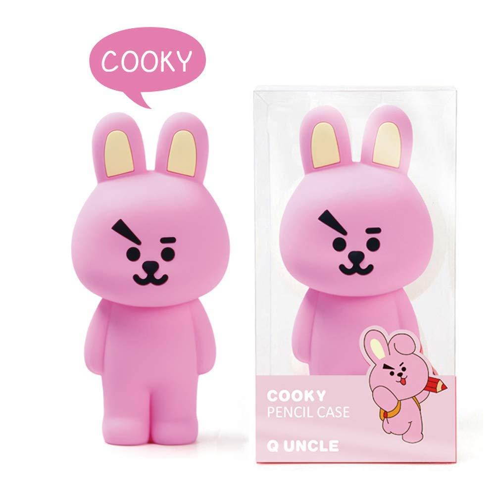 Pencil Case 3D Silicone Cartoon Storage Box Cute with Back Zipper Portable Hand-held Wallet Stationery Box Cosmetic Bag (Pink)