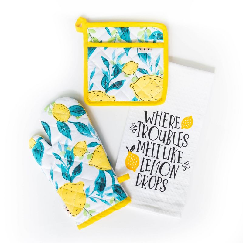 3pc Cotton New Lemon Kitchen Textile Set - Simply Whimsical