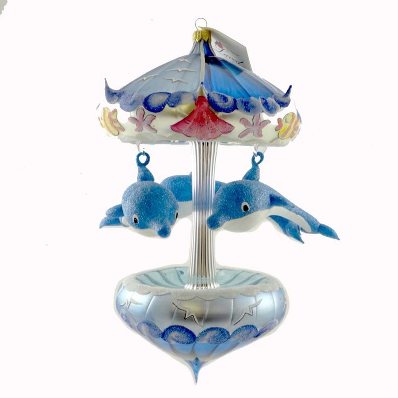 Laved Italian Ornaments Dolphin Carousel Ocean Sea Shells  -  Tree Ornaments