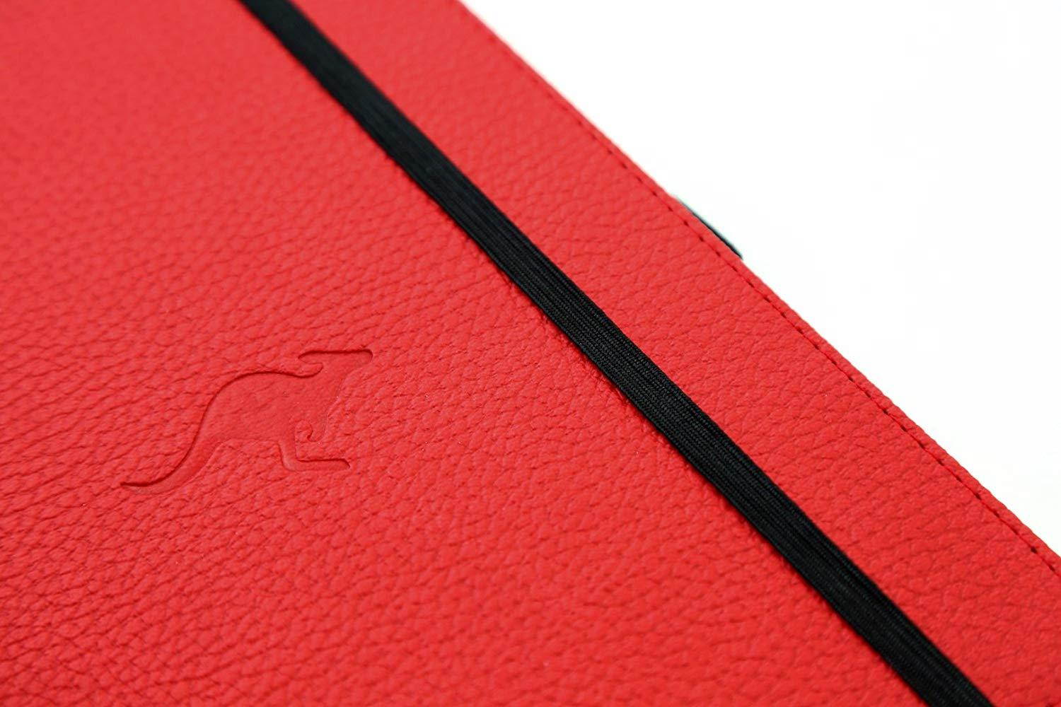 Dingbats Wildlife Medium A5+ (6.3 x 8.5) Hardcover Notebook - PU Leather, Micro-Perforated 100gsm Cream Pages, Inner Pocket, Elastic Closure, Pen Holder, Bookmark (Grid, Red Kangaroo)