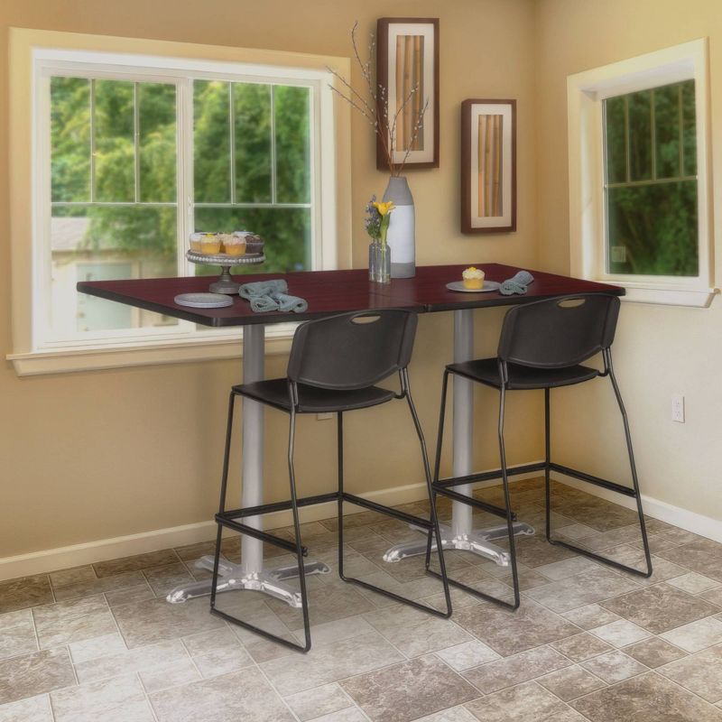 36" Via Cafe High Square X - Base Bar Height Table Mahogany/Chrome - Regency