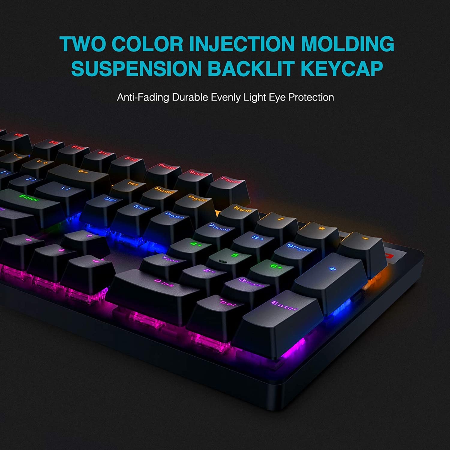 Rapoo V500PRO Wired Mechanical Gaming Keyboard Blue Switches,Dust and Water Resistance Mixed LED Backlit Keyboard for Windows Gaming PC (104 Keys, Black)