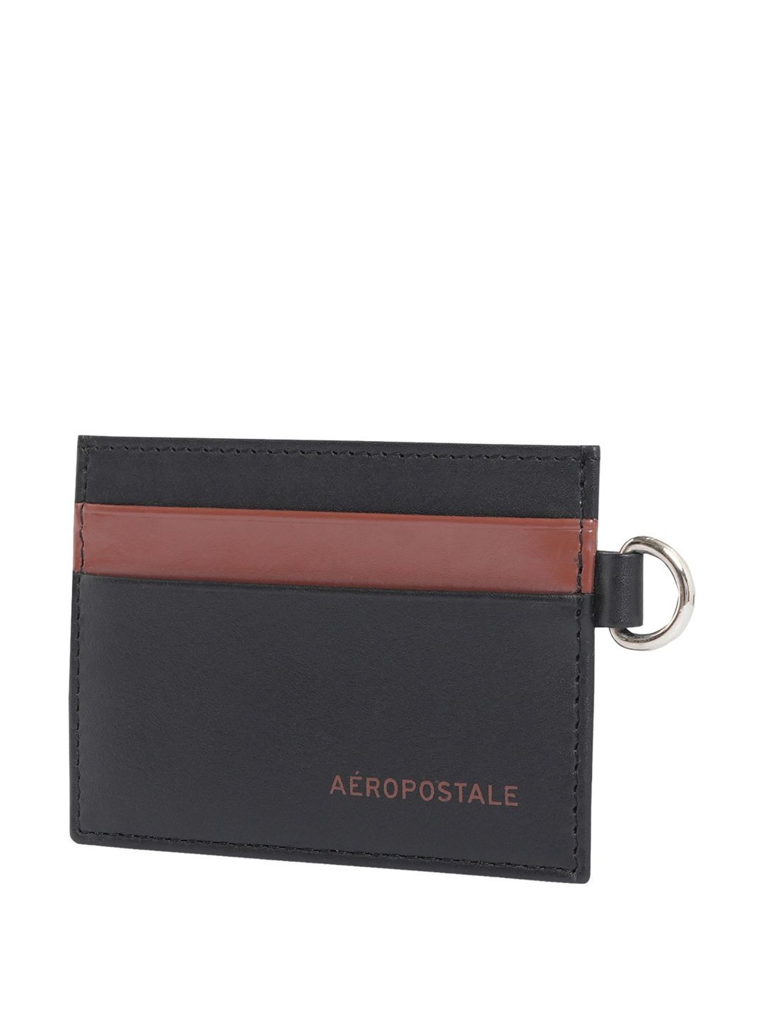 Aeropostale Oxnard Black & Tan Color Block Card Holder