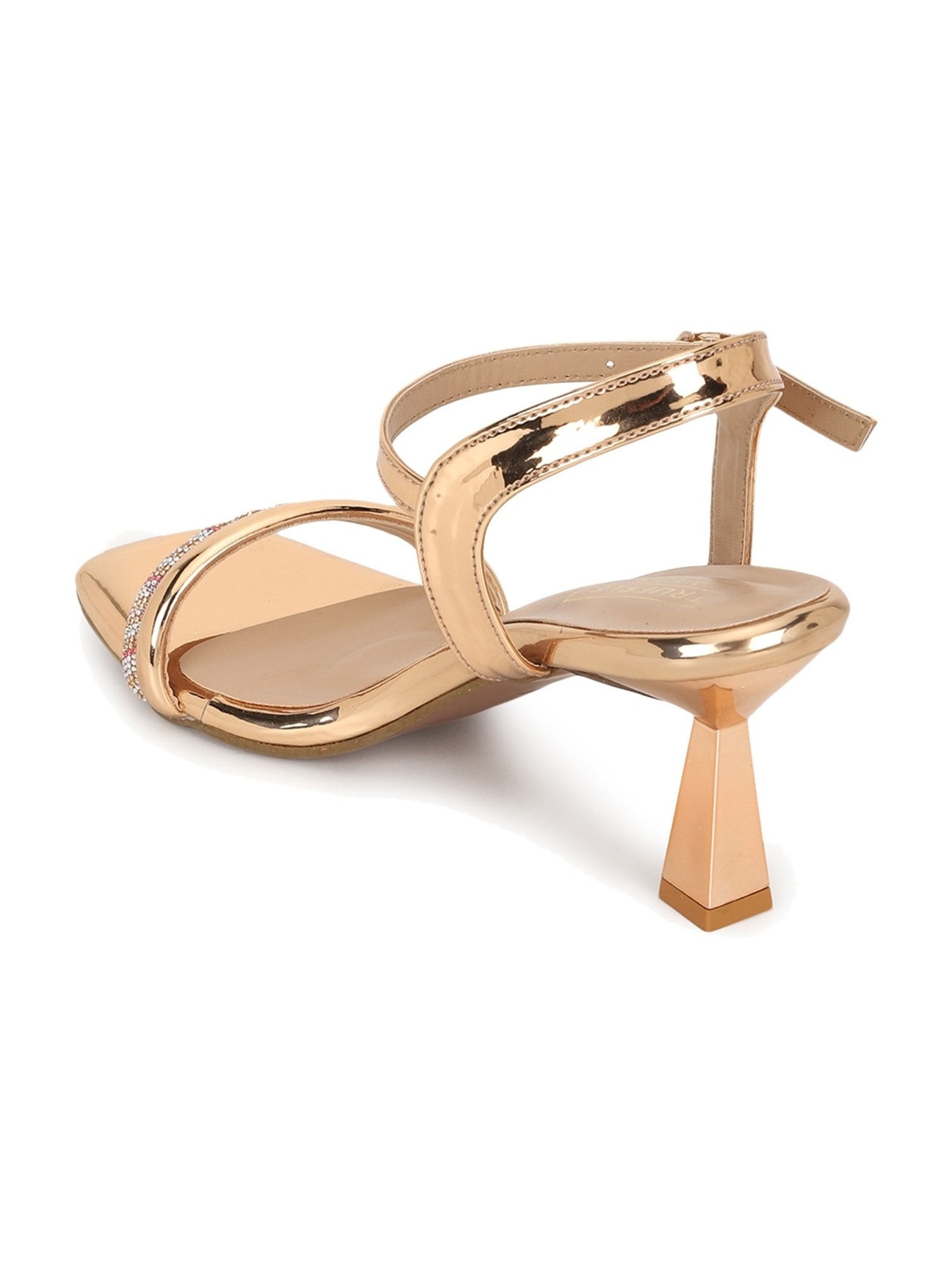 Truffle Collection Women's Rose Gold Ankle Strap Stilettos