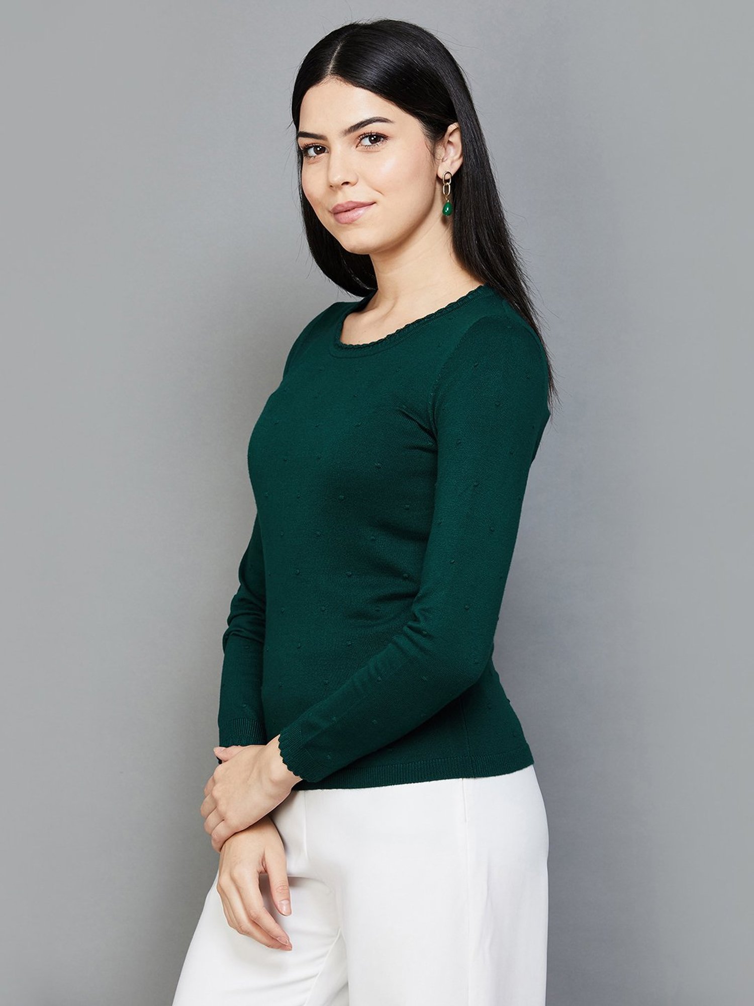 Code by Lifestyle Green Self Pattern Pullover