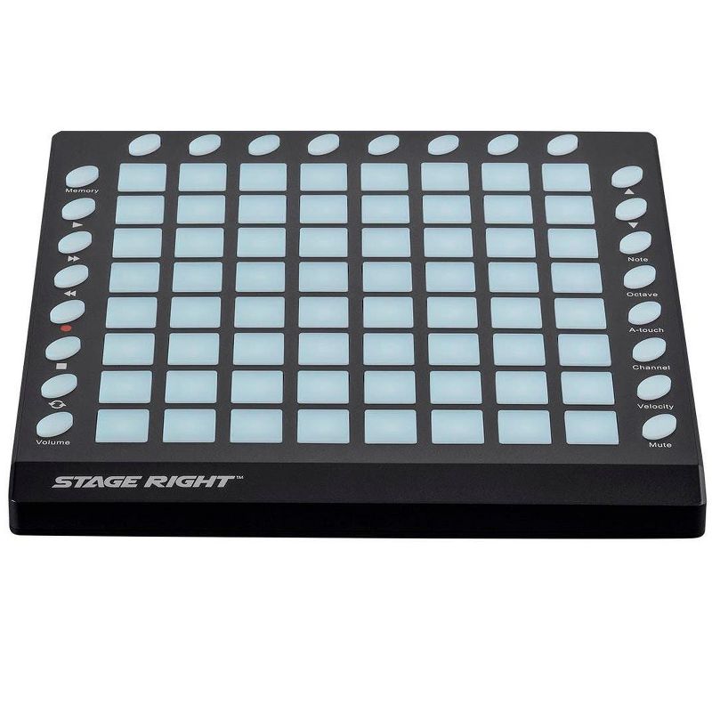 Monoprice SRP64 Compact Grid Controller with 64x RGB Velocity Sensitive Pads and 24x Buttons, USB Powered, For Ableton Live - Stage Right Series
