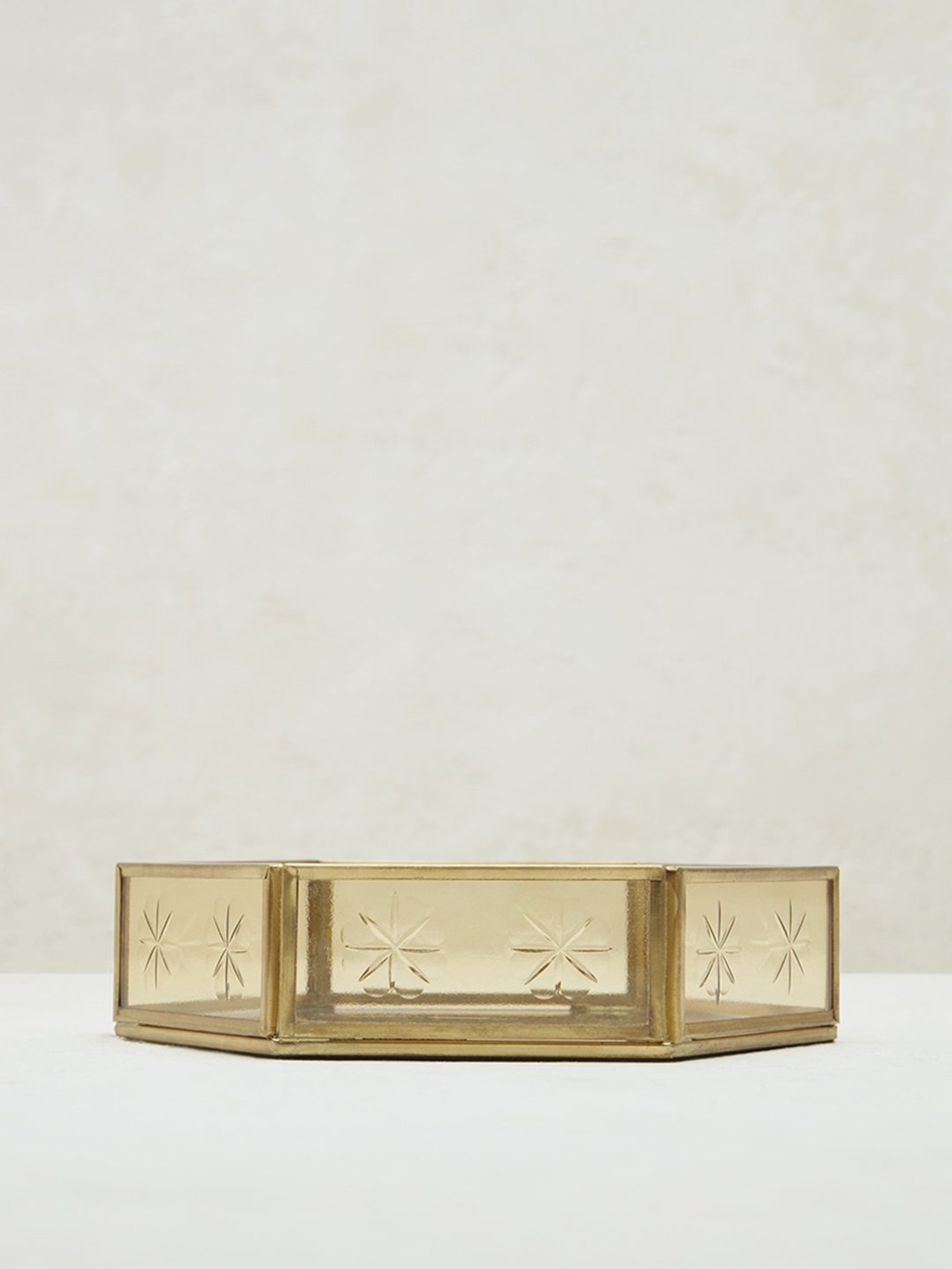 Westside Home Gold Glass Etched Trinket Tray