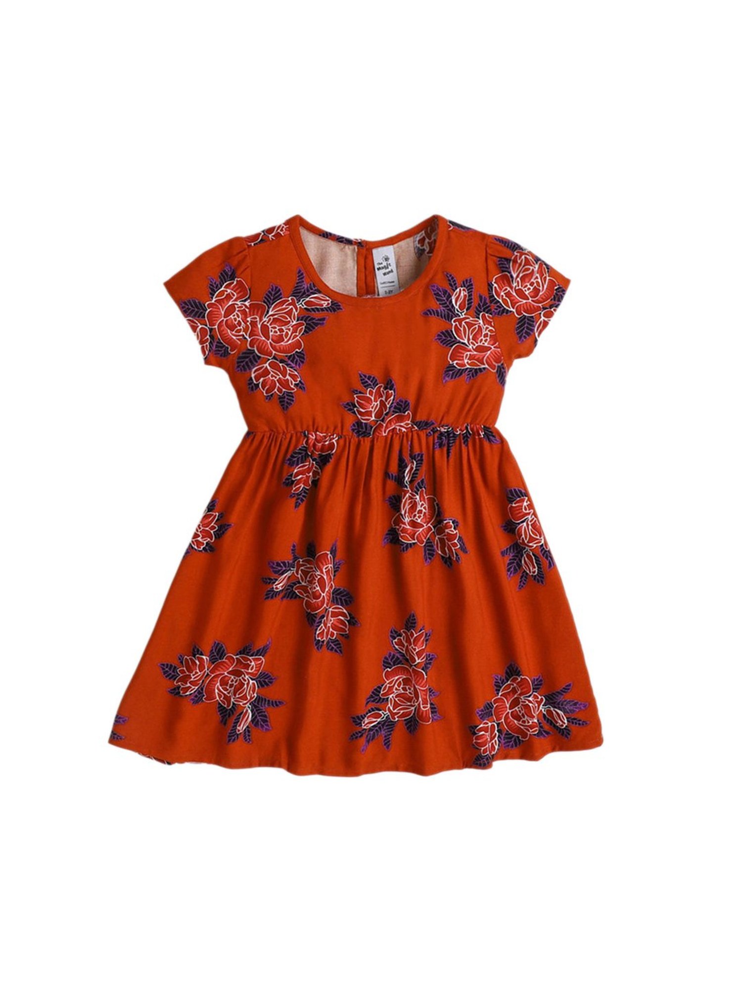 The Magic Wand Kids Rust Printed Dress