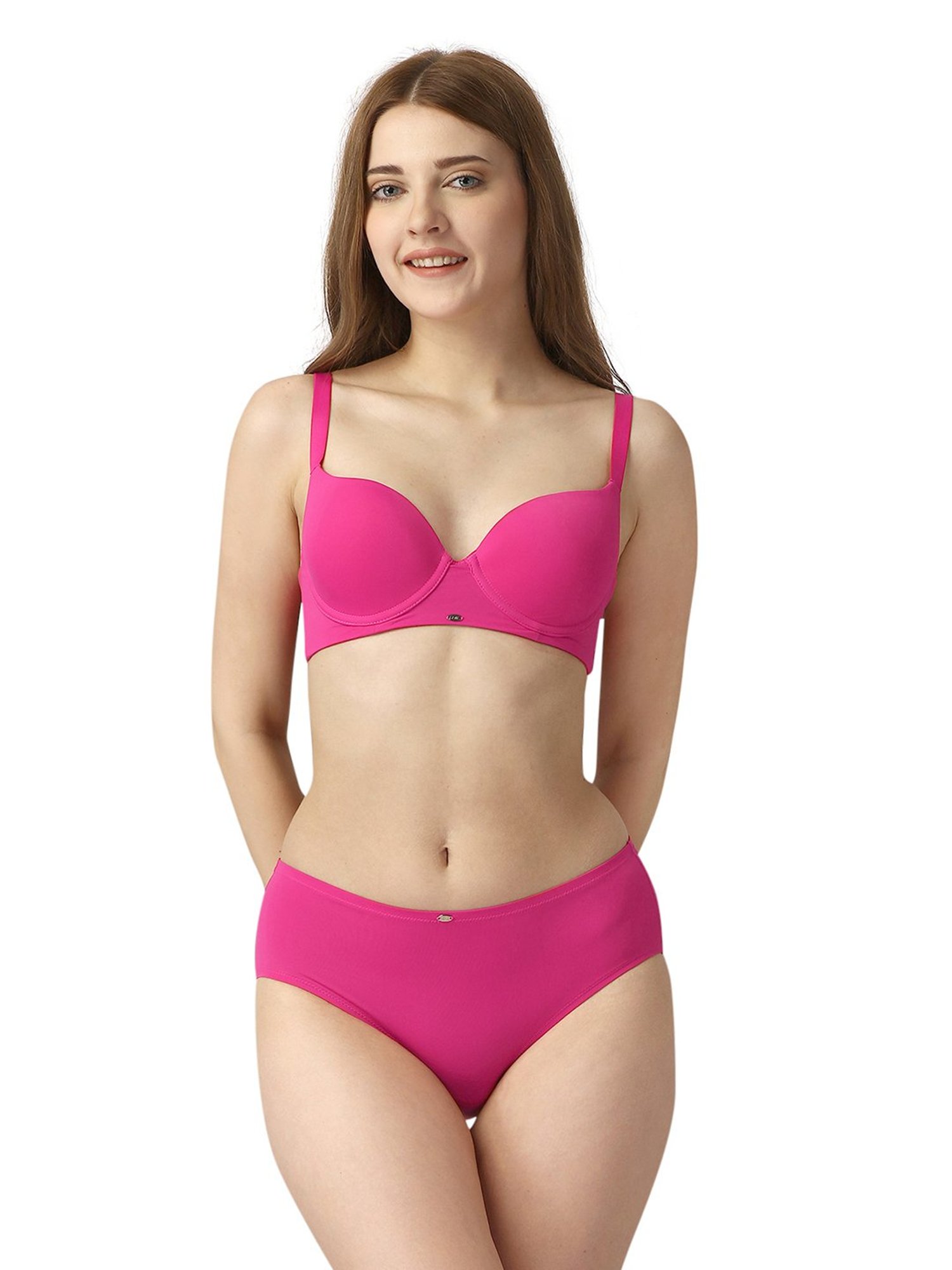 Soie Pink Under-Wired Padded Bra & Panty Set