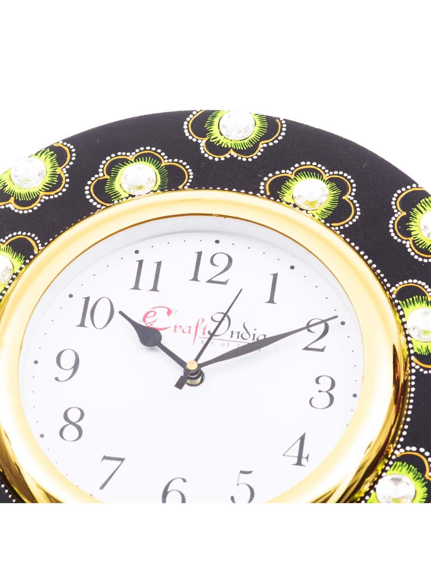 eCraftIndia Handcrafted Ethnic Design Papier Mache Wooden Wall Clock