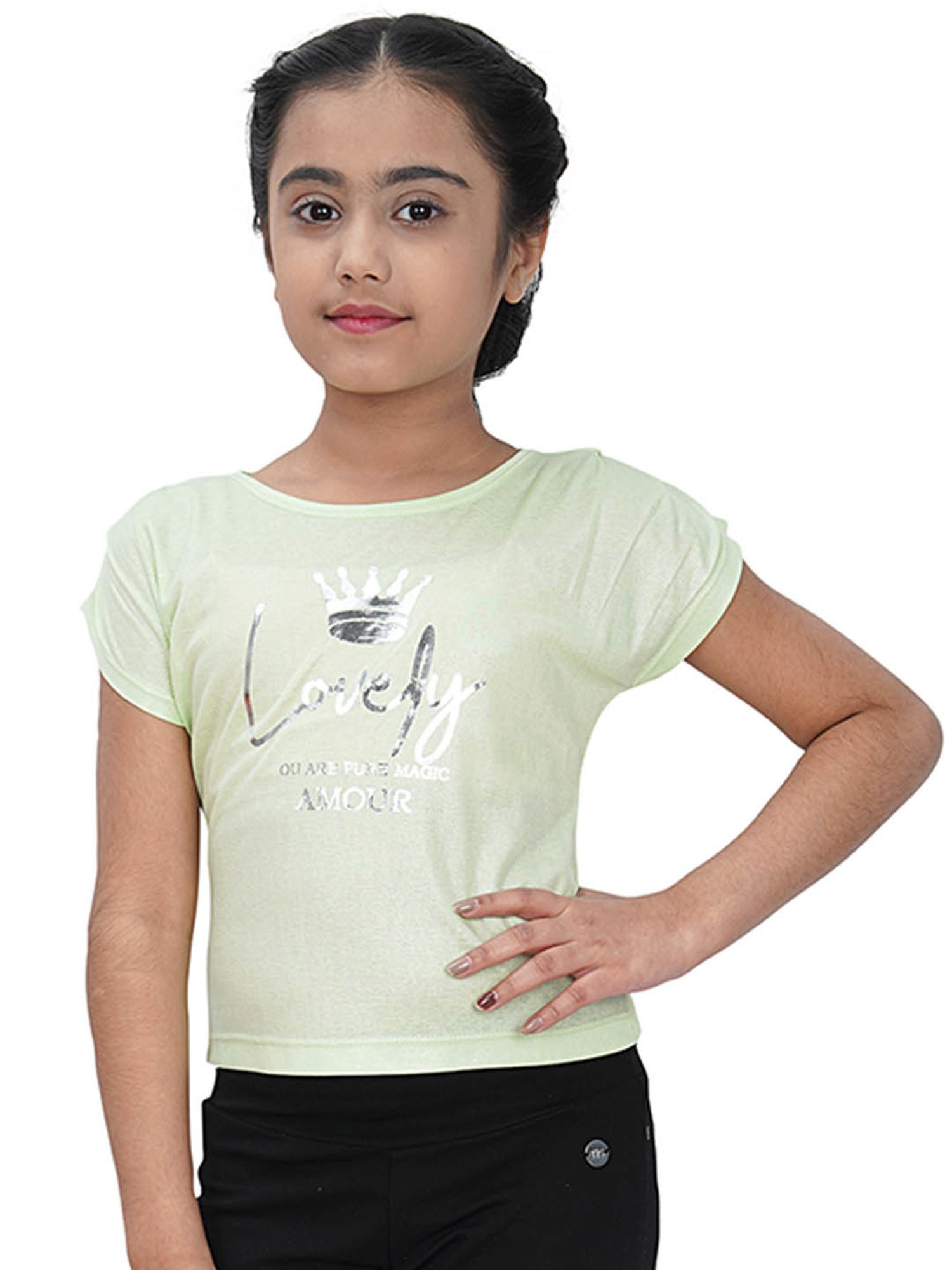 Tiny Girl Light Green Printed Top