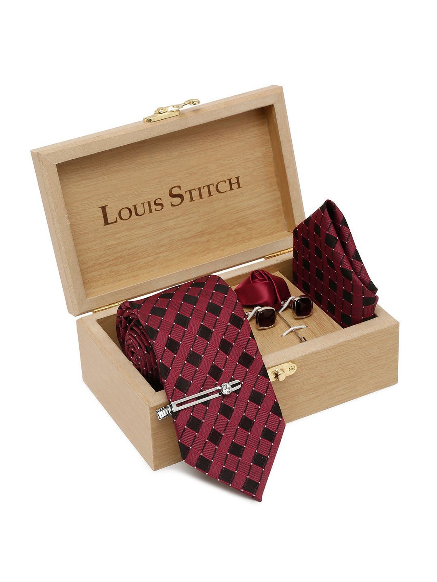 Louis Stitch Blue Printed Necktie Gift Set - Set of 3