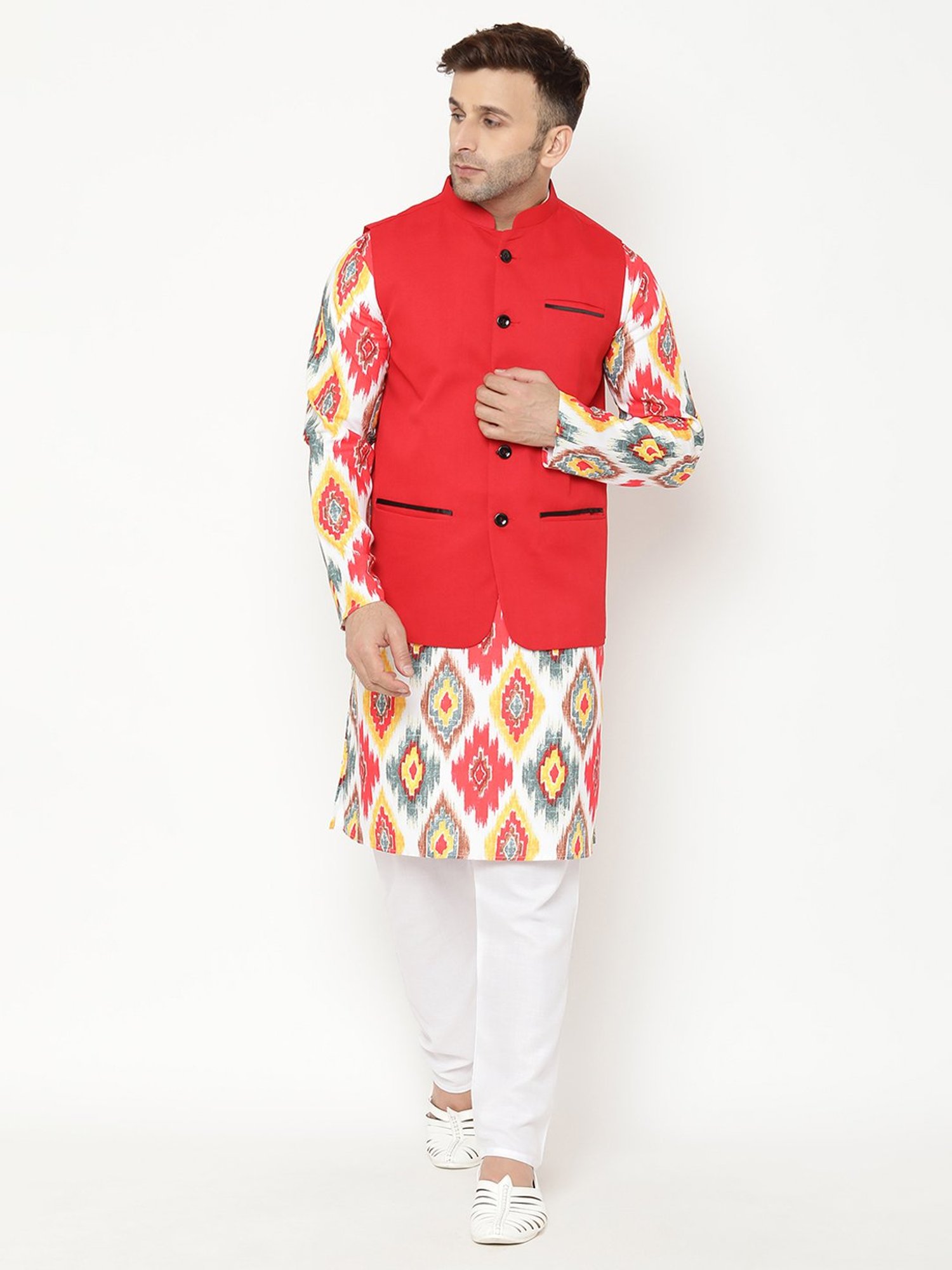 Hangup Multicolor Regular Fit Printed Kurta Bottom & Jacket Set