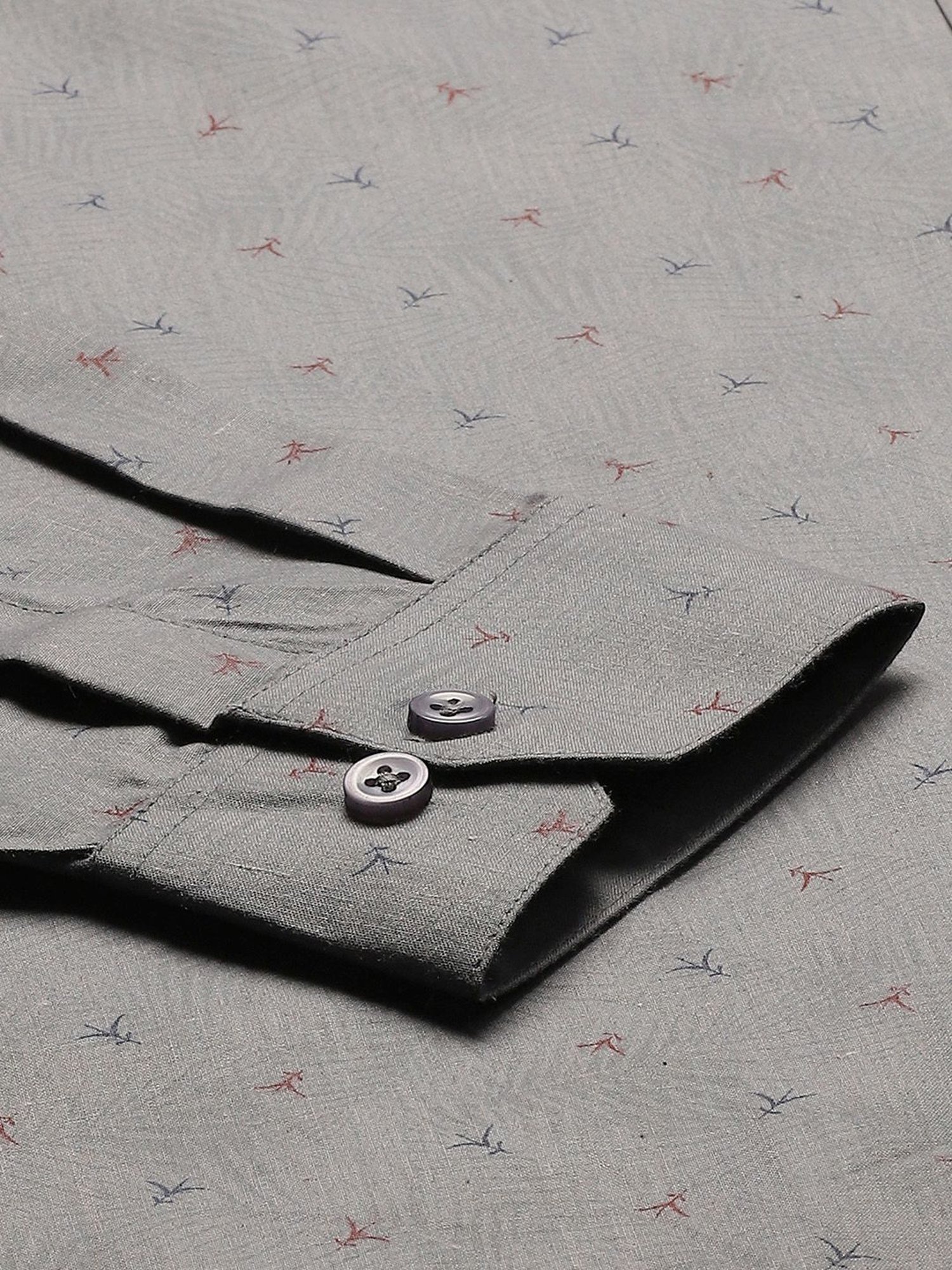 Sojanya Grey Cotton Regular Fit Printed Shirt