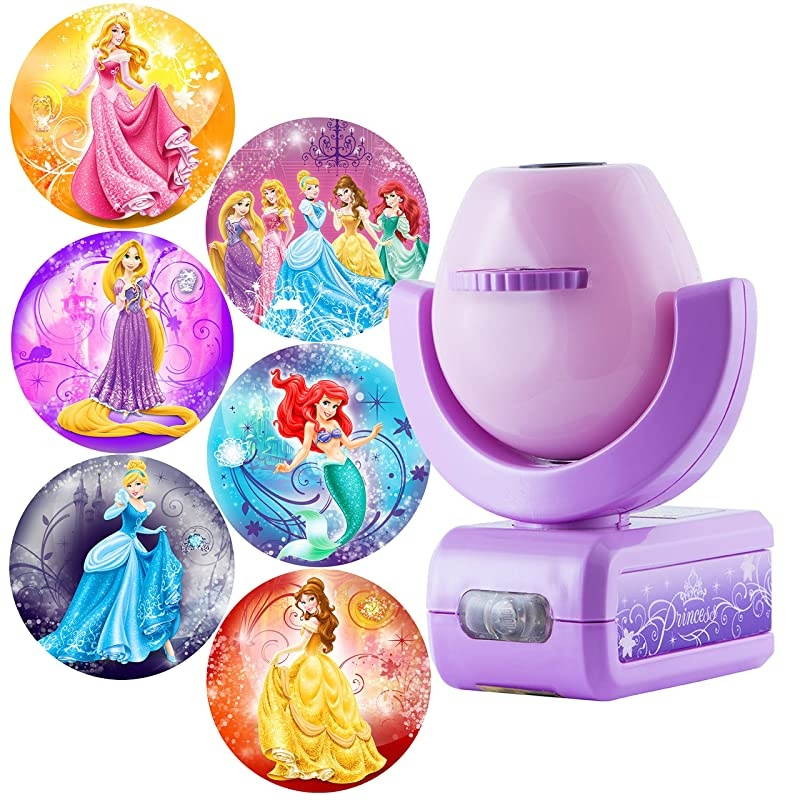 Disney Princess 6Image LED Night Light Projector DusktoDawn Sensor Project Princesses Cinderella Ariel Aurora Belle amp Rapunzel on Ceiling Wall or Floor PinkPurple 11738