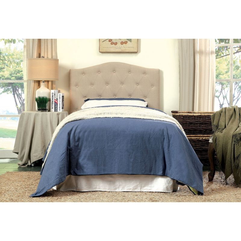 Delphi Button Tufted Adjustable Linen Twin Headboard Ivory - miBasics