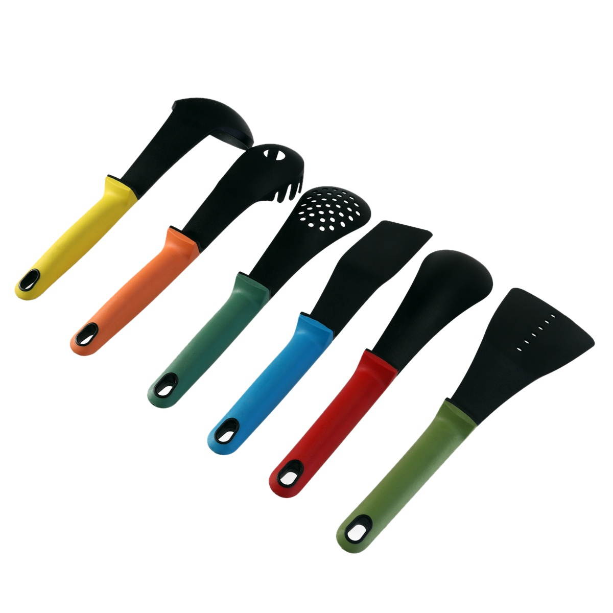 6-in-1 Non-stick Heat Resistant Nylon Soup Ladle Spoon Spatula Spaghetti Server Rice Paddle Kitchen Utensils Set (Random Color)