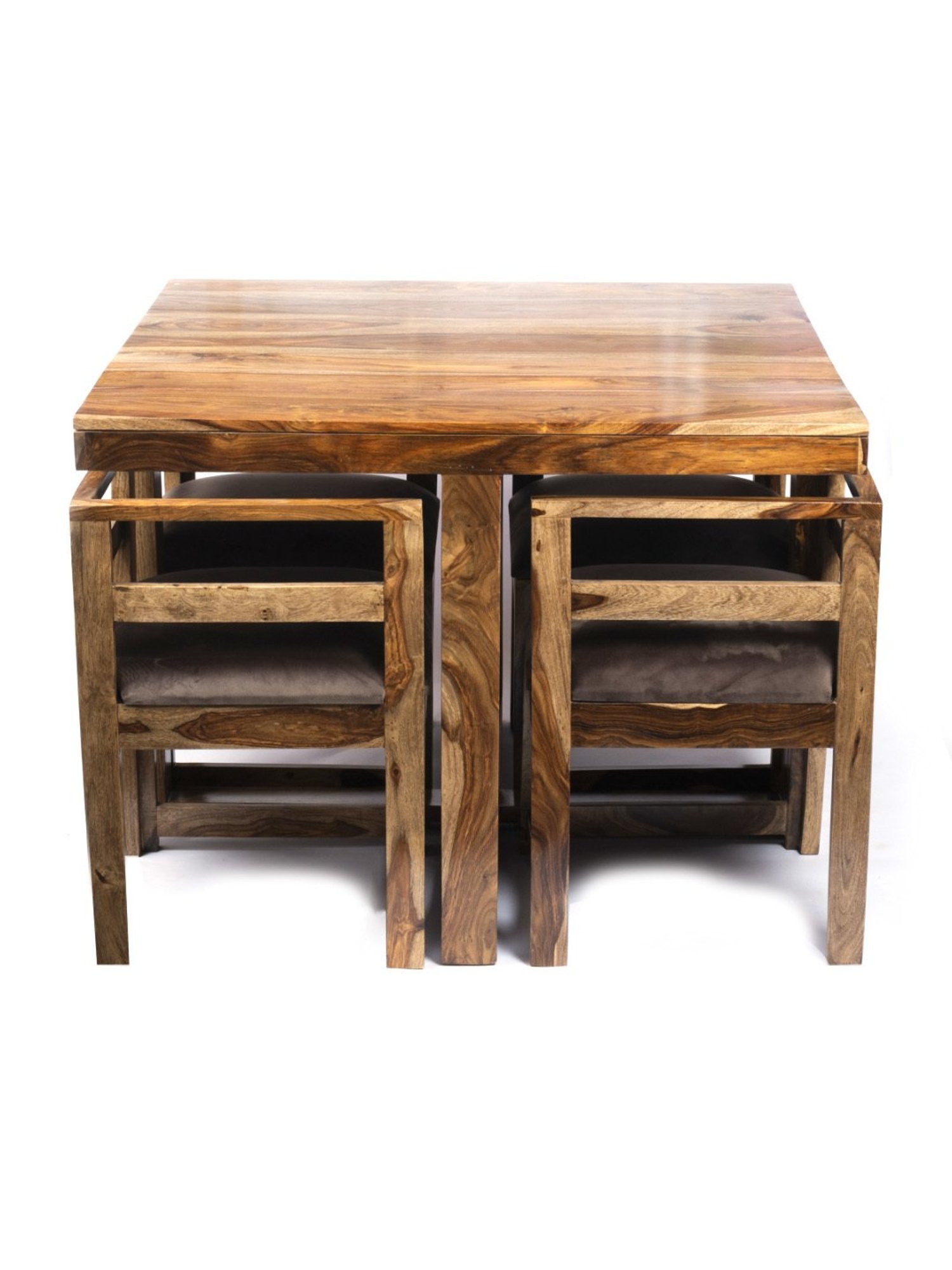 Ikiriya Kingston Solid Brown Wood 4 Seater Dining Table Set Teak Finish