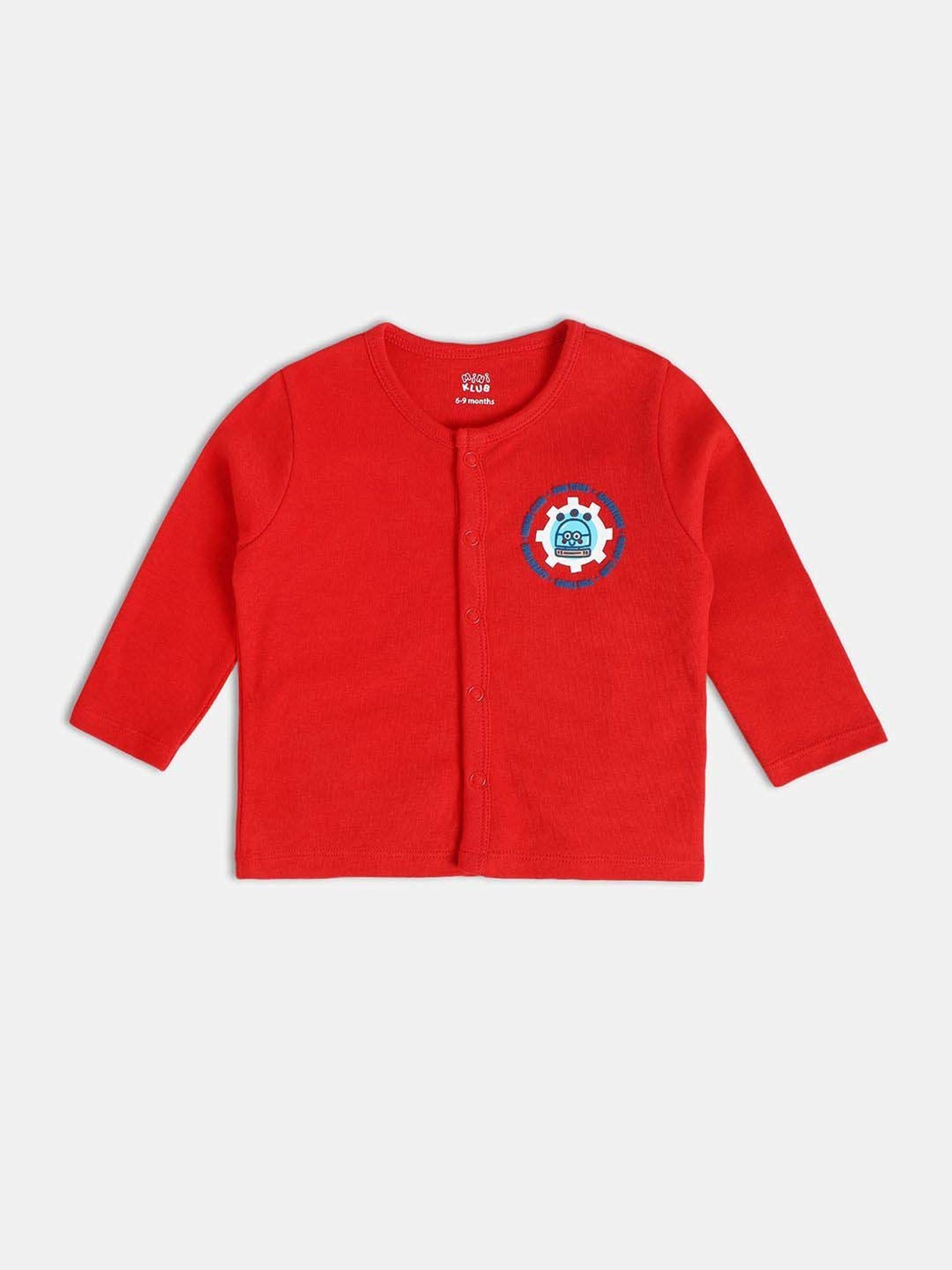 MINIKLUB Boys Olive Green & Red Printed Full Sleeves Front Open Vest