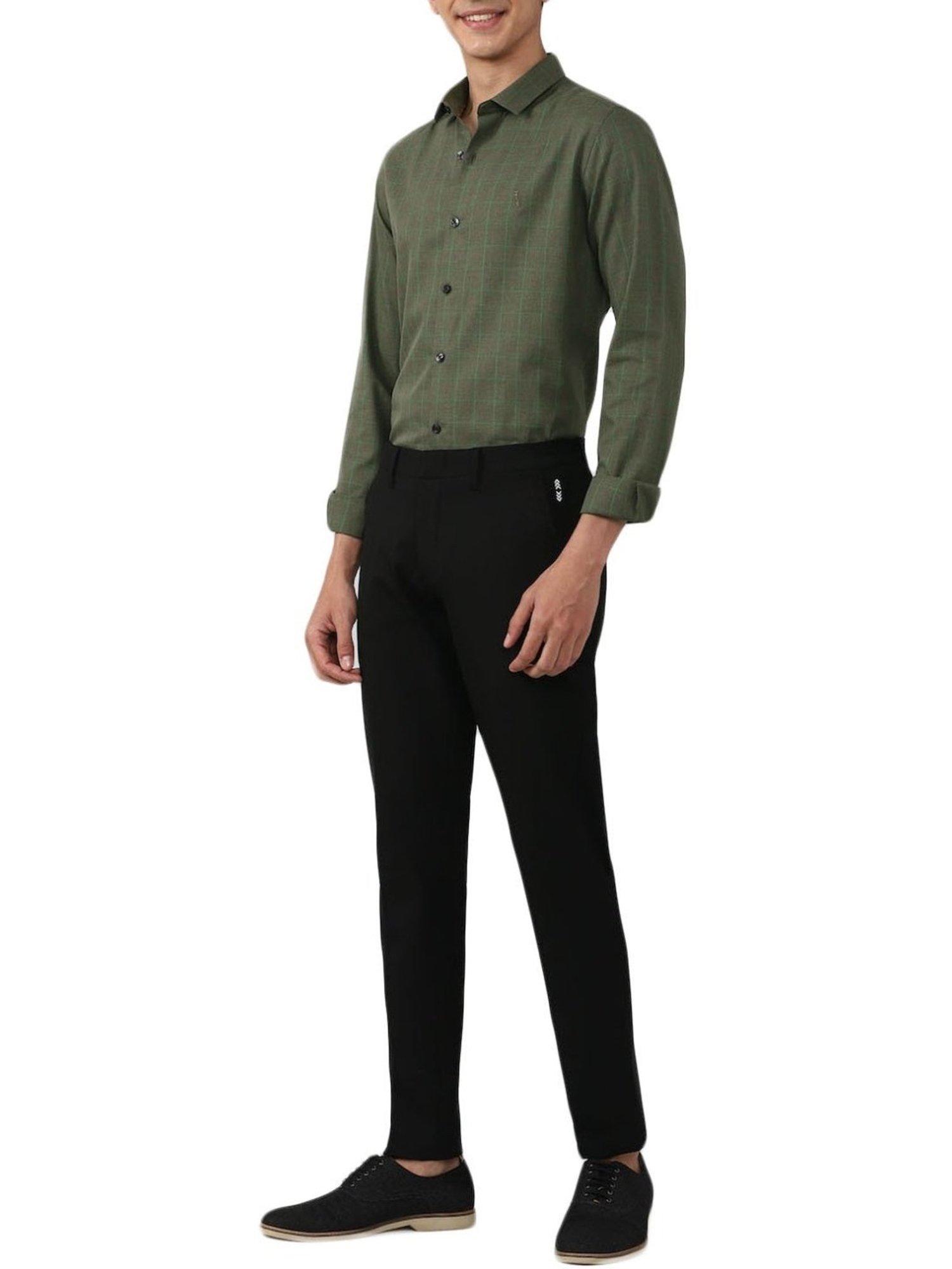 Simon Carter London Olive Checks Slim Fit Shirt