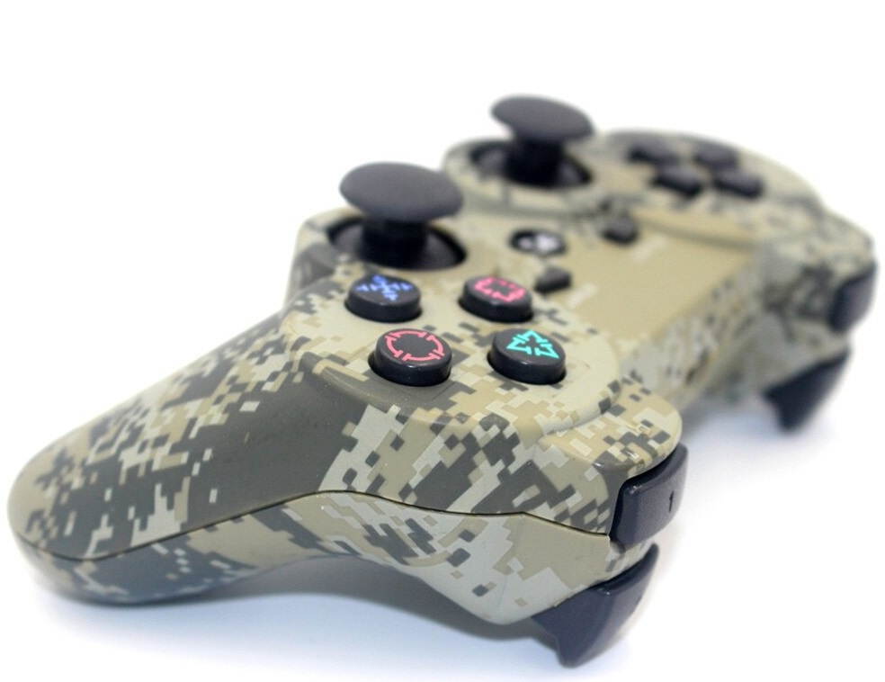 PS3 Controller Wireless Double Shock Gamepad for Playstation 3 Remote Control Sixaxis Joystick Wireless PS3 Controller with Charging Cable - camouflage