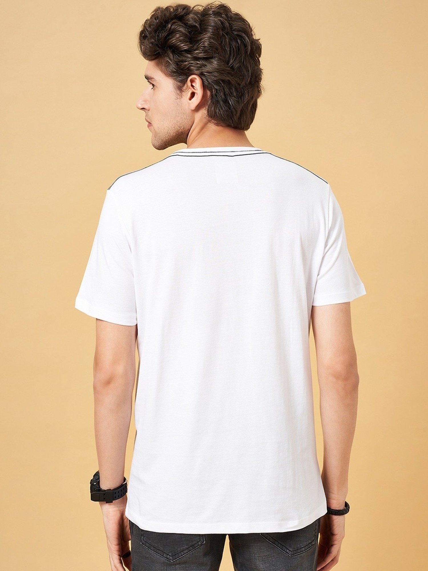 Sf Jeans By Pantaloons White Slim Fit Printed T-Shirt
