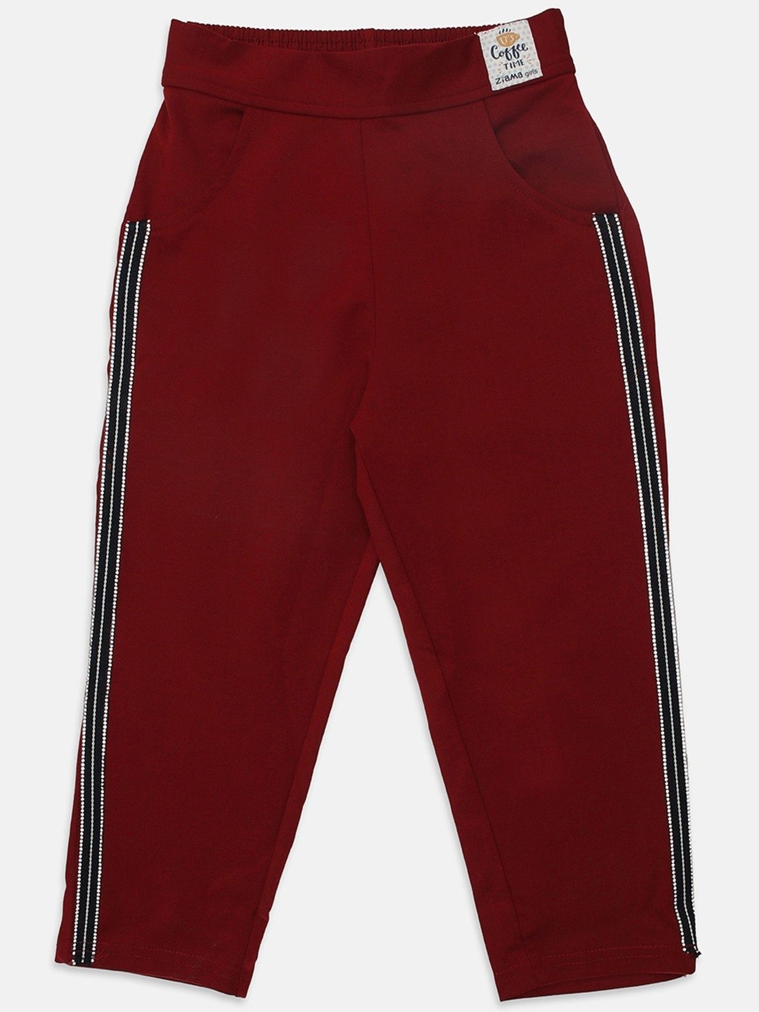 ZIAMA Girls Wine Striped Capri