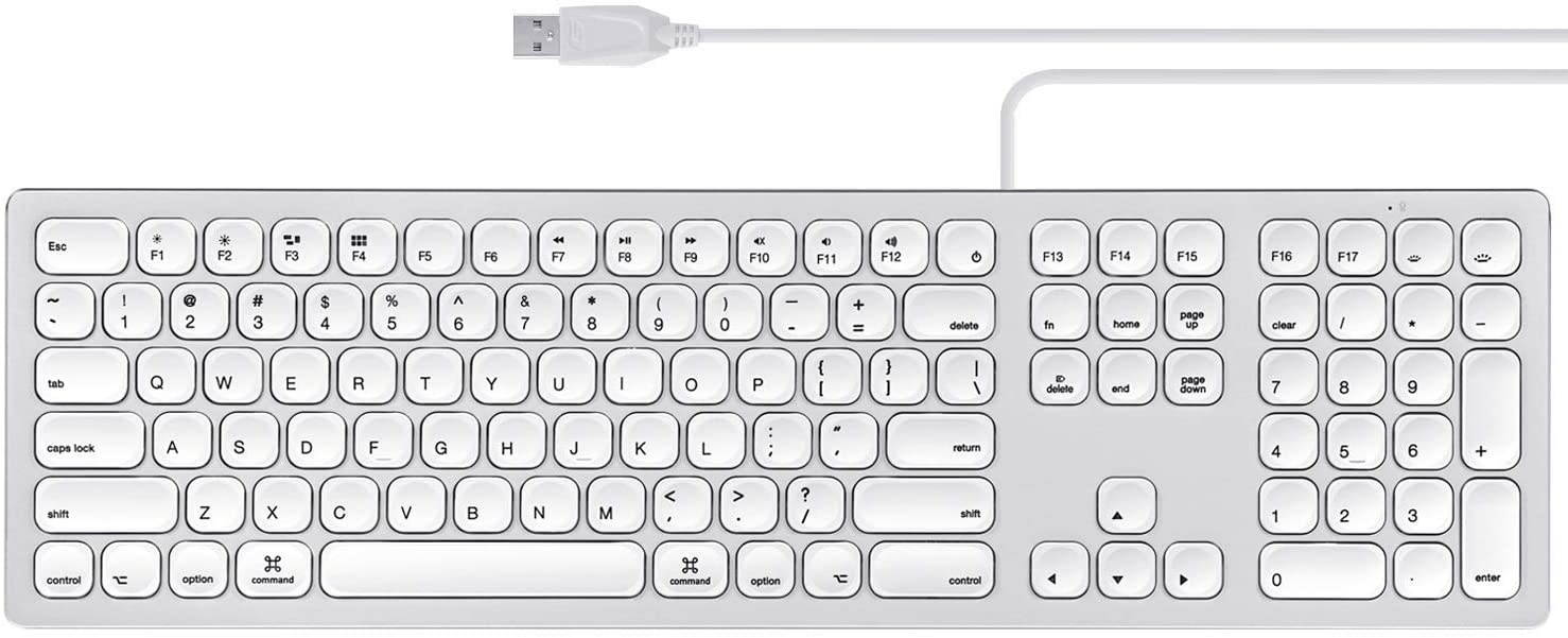 Perixx PERIBOARD-325 Wired Backlit Aluminum USB Keyboard, Compatible with Mac OS X, X Type Scissor Keys Slim Design with 2 Built-in USB Hubs, US English Layout