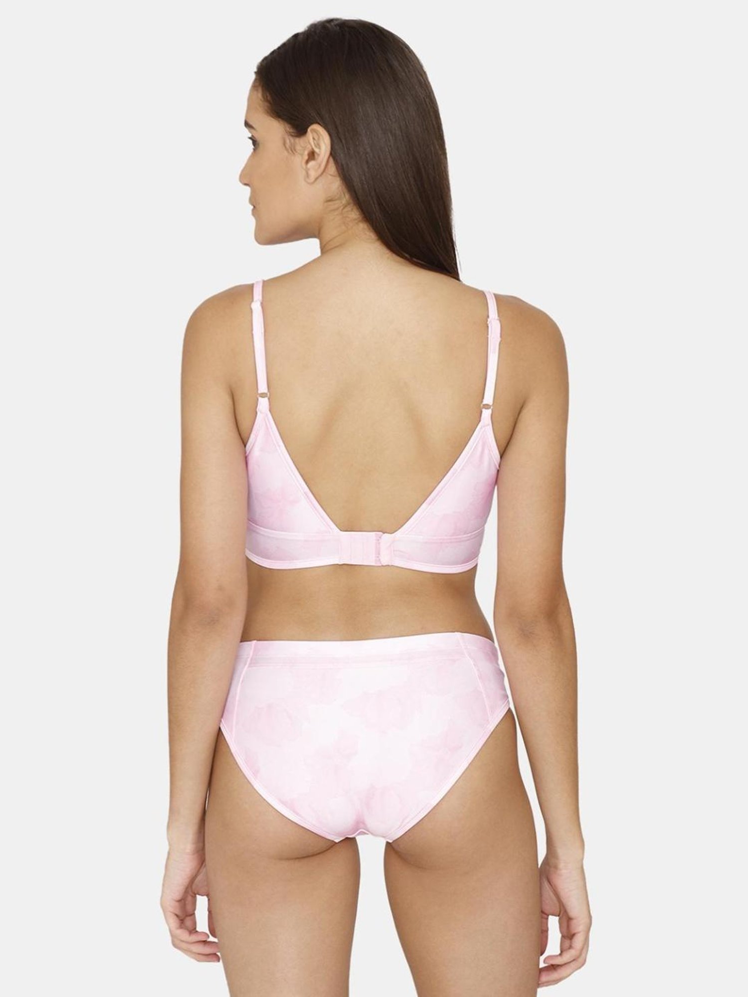 Zelocity by Zivame Light Pink Abstract Print Bikini Set