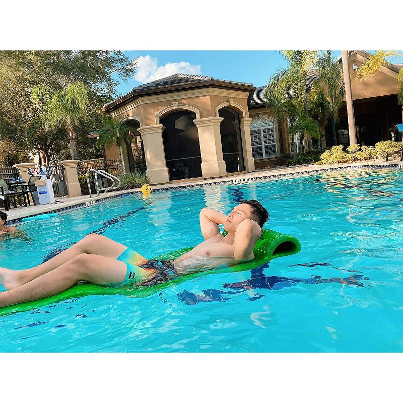 Vos 72 Inch Soft Wavy Foam Long Lasting Durable UV Chlorine Resistant Water Float Lounger Raft for Lakes, Rivers, and Swimming Pool, Barrier Blue