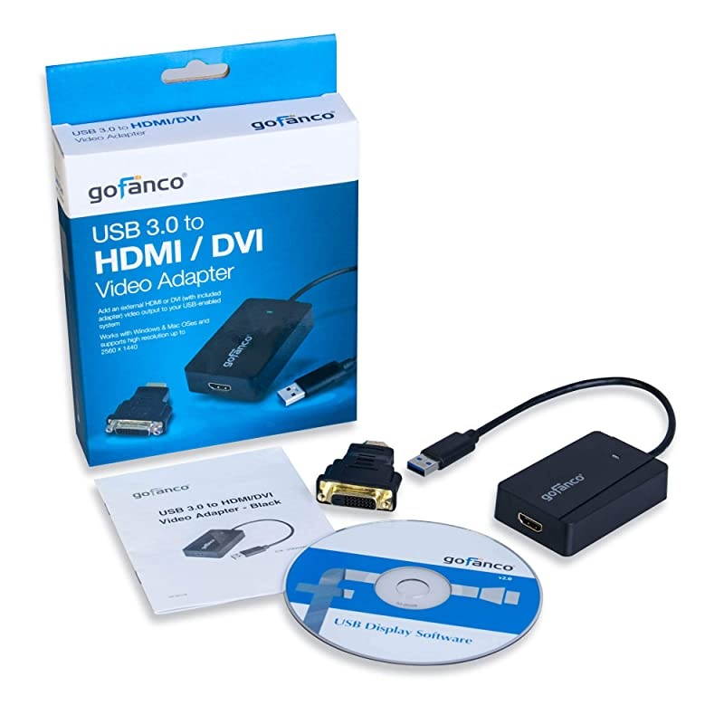 USB 3.0 to HDMI or DVI Video Graphics Card Adapter for Multiple Monitors w/ Audio Up to 2560x1440 for Windows & Mac Systems Using DisplayLink [Includes HDMI-to-DVI Converter Part] (USB3HDMI)