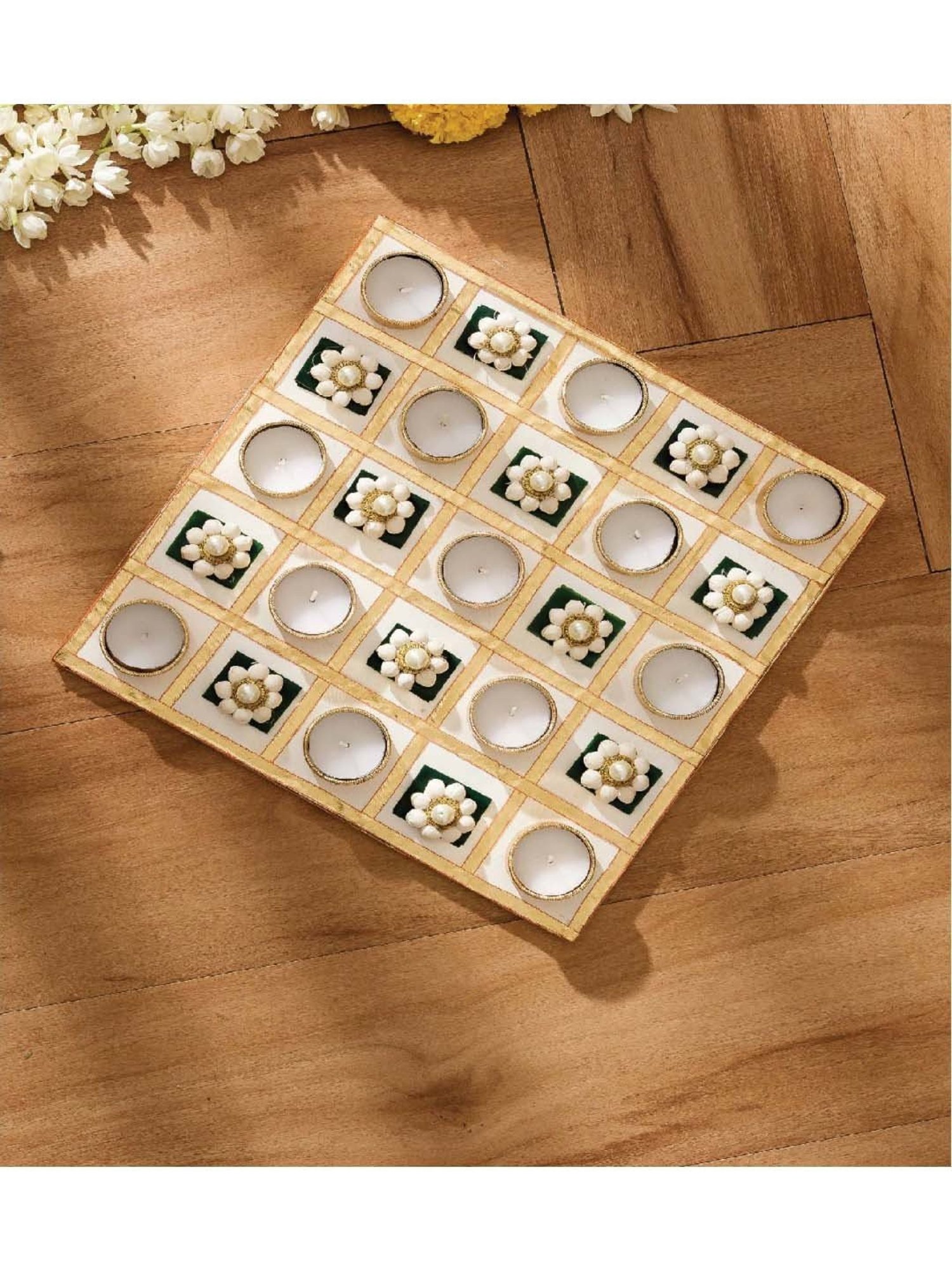 Mason Home Multi Jasmine Square Diya - Large (Set of 13)