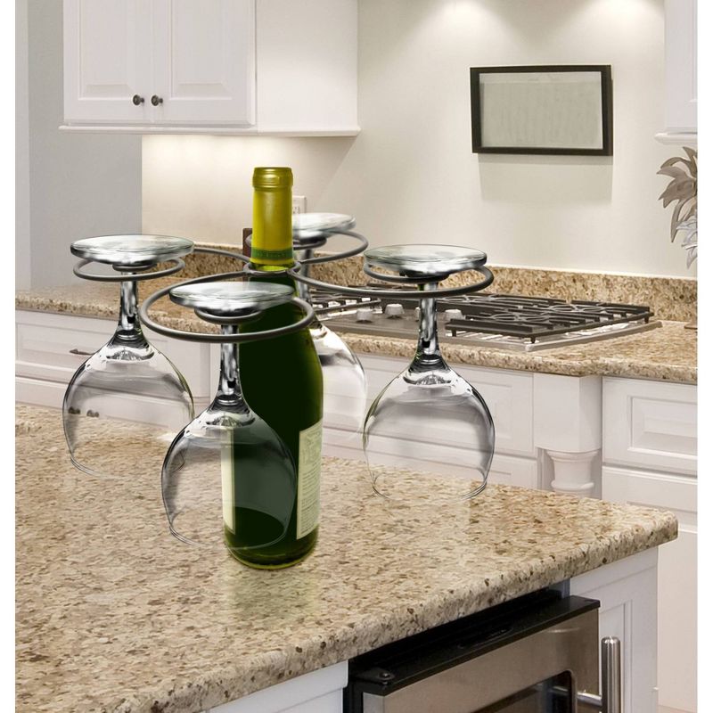 Epicureanist Swirl Wine Bottle and 4 Glass Holder