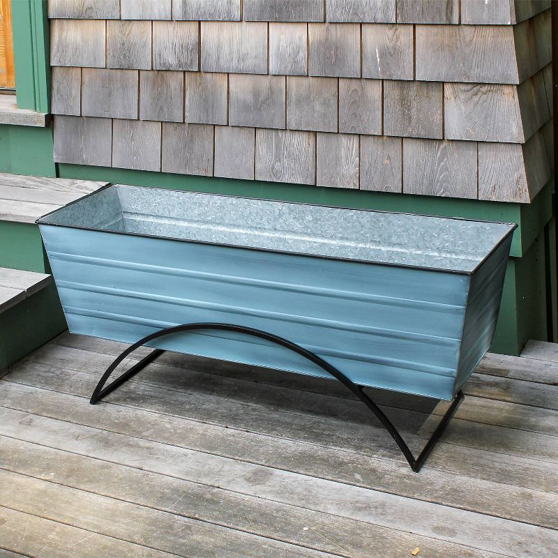 35.25" Large Galvanized Steel Flower Box with Wall Brackets Green - ACHLA Designs