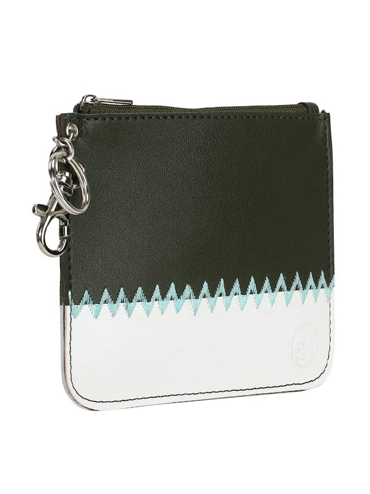 Spice Art Olive & White Embroidered Coin Pouch