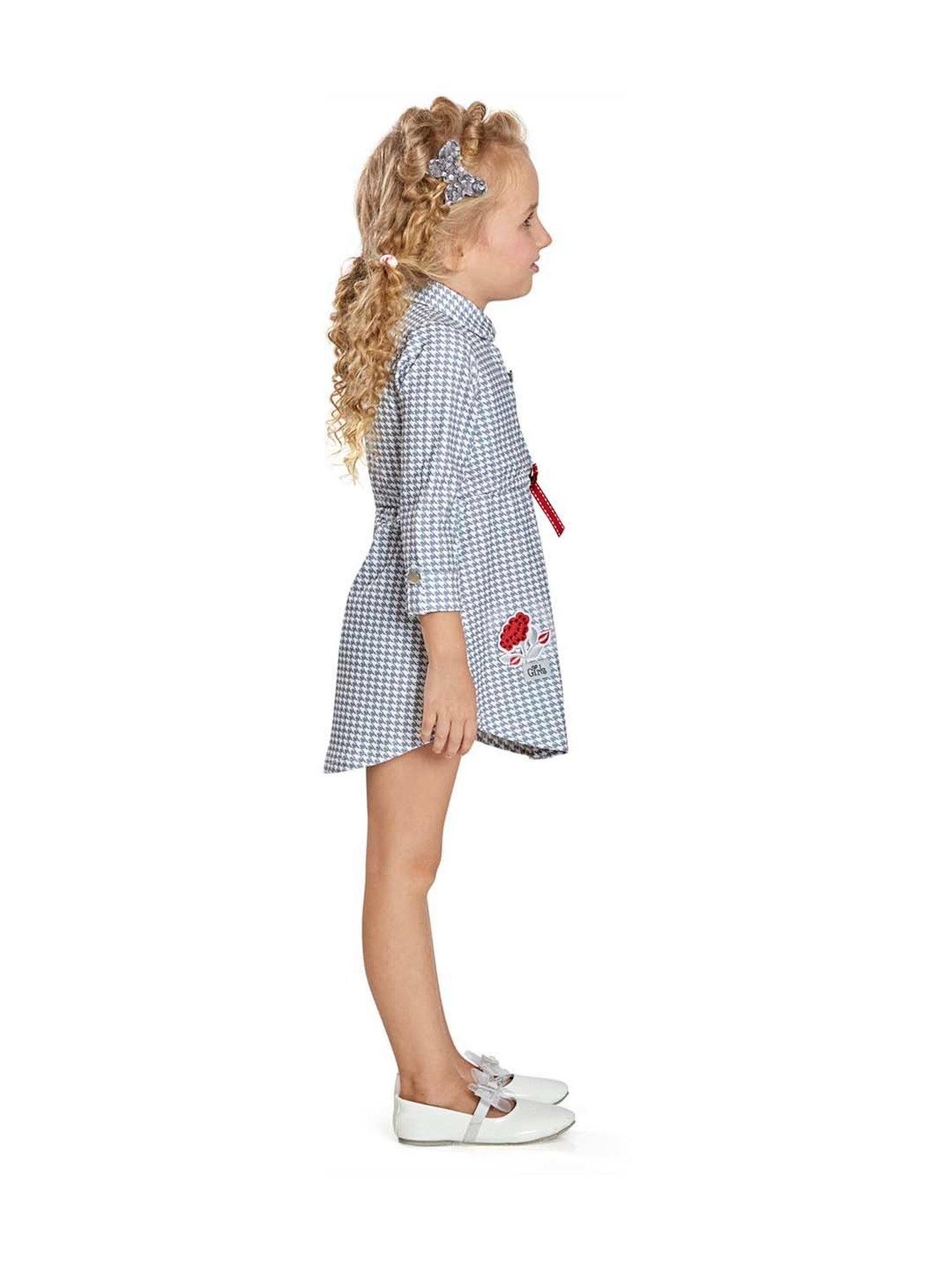 Peppermint Kids Grey Printed Dress