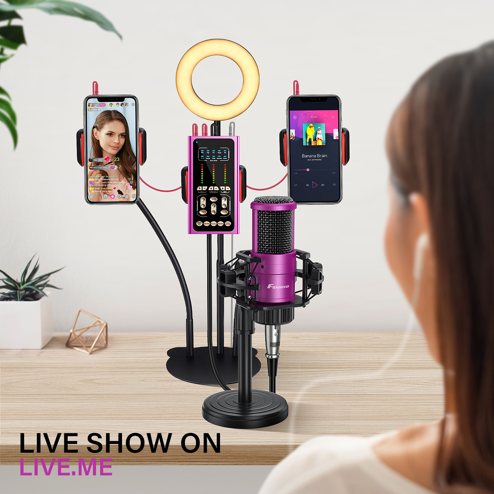 gold--BM800 Professional Suspension Microphone Kit Studio Live Stream Broadcasting Recording Condenser Microphone Set