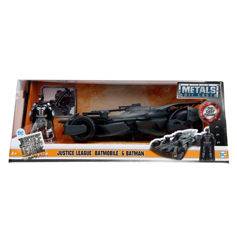 Jada Toys Hollywood Rides Justice League Batmobile Die-Cast Vehicle with Batman Die-Cast Figure 1:24 Scale Primer Gray