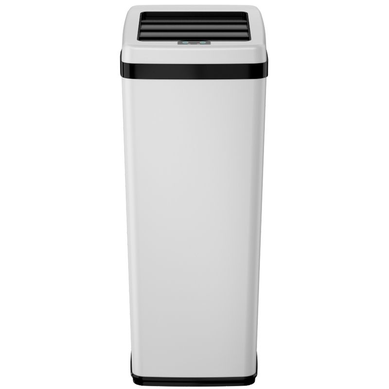 iTouchless Sliding Lid Sensor Kitchen Trash Can with AbsorbX Odor Filter 14 Gallon White Stainless Steel