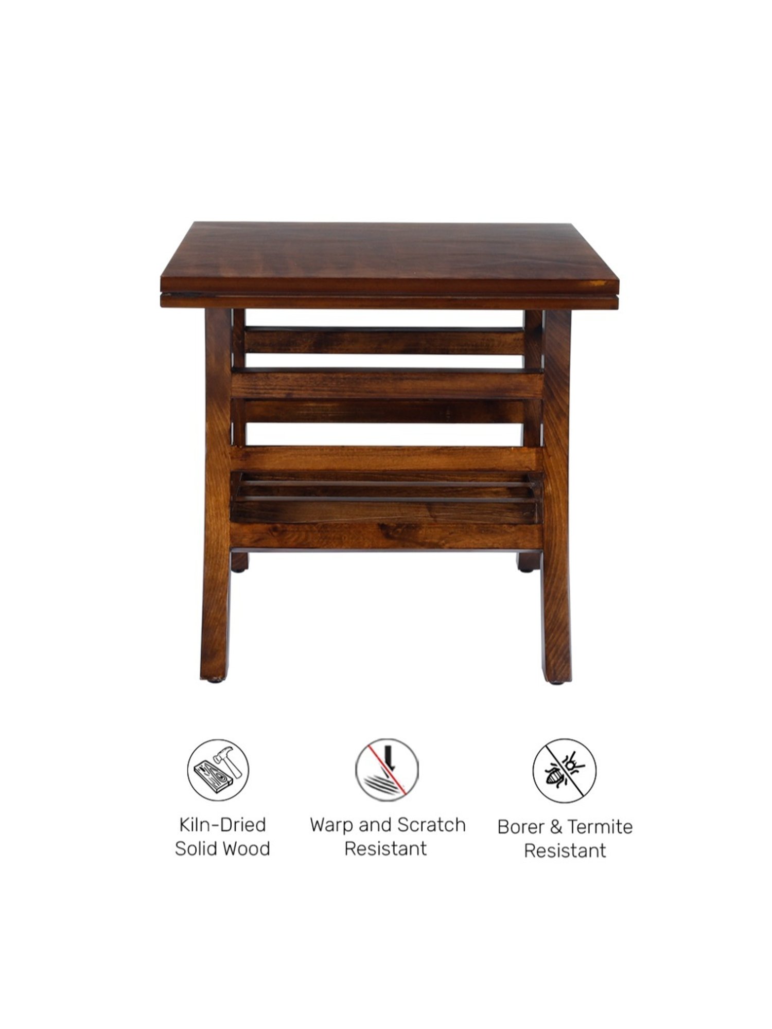 Durian Scarlet Brown Veneer & Solid Wood Side & End Table in Oak Finish