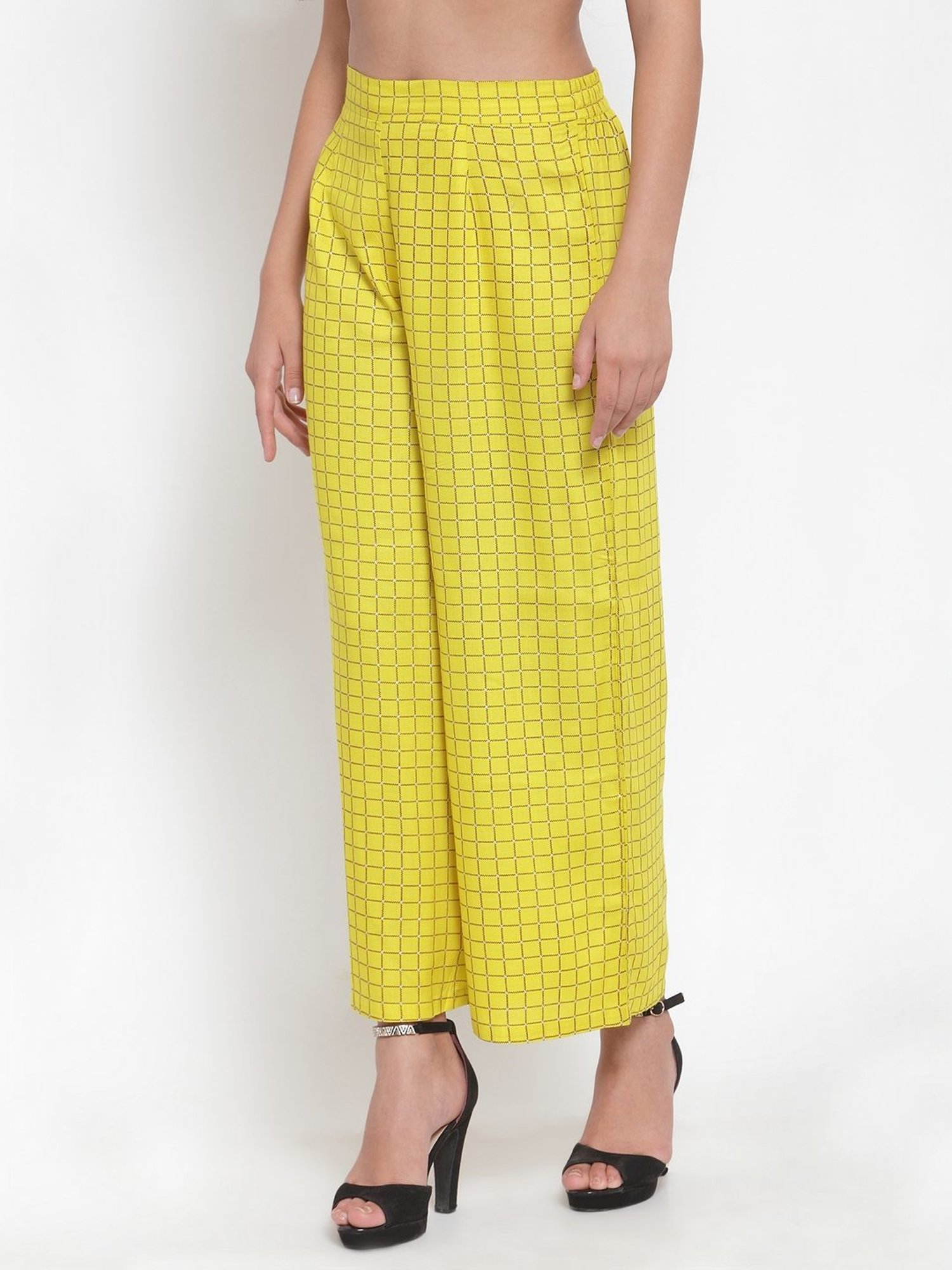 Indibelle Yellow Chequered Palazzos