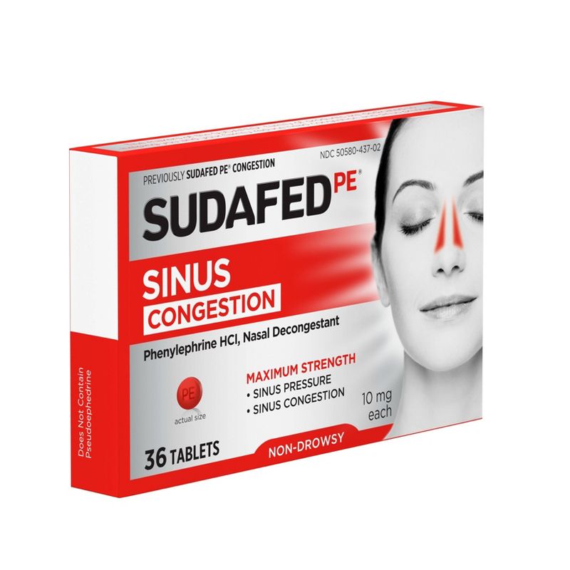 Sudafed PE Maximum Strength Congestion & Sinus Pressure Relief Tablets - 36ct