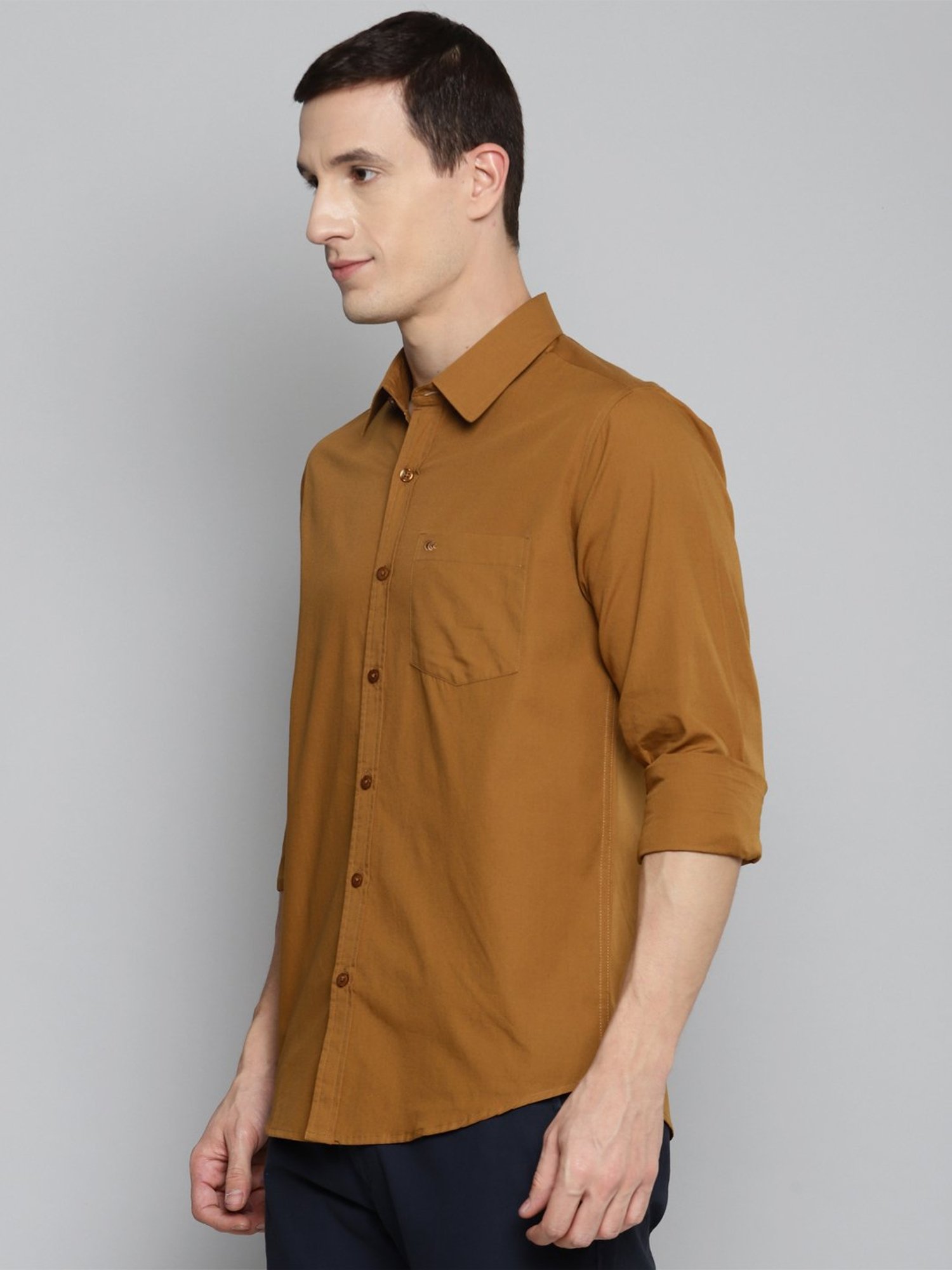 Allen cooper Khaki Regular Fit Shirt
