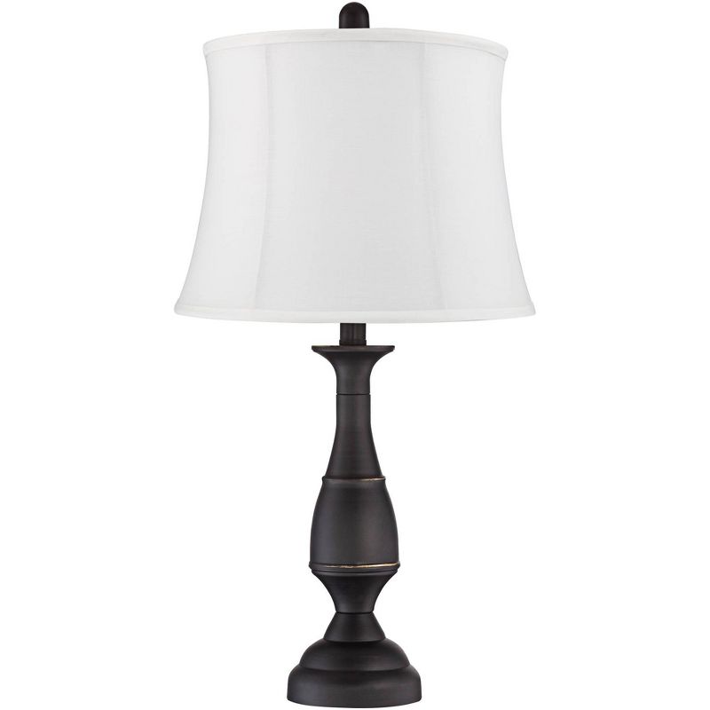 Regency Hill Ben Dark Bronze Metal Cream Shade Table Lamps Set of 2