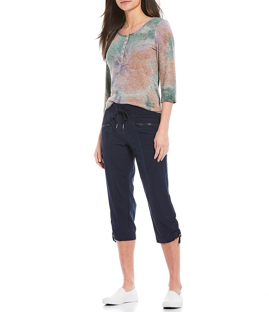 Intro Petite Size Activeease Drawstring Pull-On Capri Pants